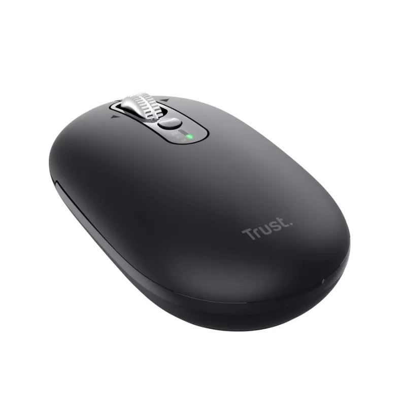 Pelė TRUST Seron Slim Multi – ambidekstrinė biuro pelė, optinė 3200 DPI, RF belaidis + Bluetooth, 7 mygtukai, juoda