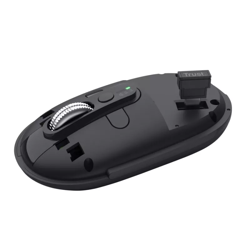 Pelė TRUST Seron Slim Multi – ambidekstrinė biuro pelė, optinė 3200 DPI, RF belaidis + Bluetooth, 7 mygtukai, juoda