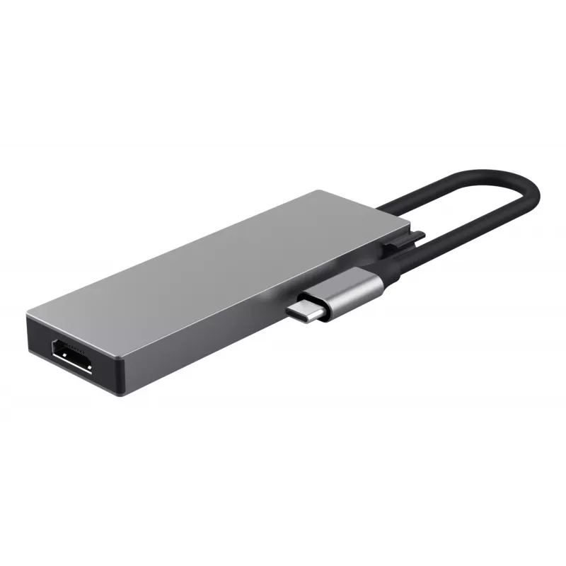 USB Type-C centrinis įrenginys TRUST 26062 — HDMI + USB 3.2 Gen 1 Type-A & Type-C, pilkas, 5 prievadai