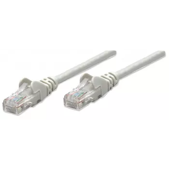 Intellinet tinklo jungiamasis kabelis, Cat5e, 10 m, pilka, CCA, U/UTP, PVC, RJ45, auksuoti kontaktai, su apsauga nuo užkliuvimo, su batais, viso gyvenimo garantija