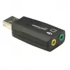 Manhattan USB-A garso adapteris, USB-A į 3,5 mm mikrofono ir garso išvesties prievadus, 480 Mbps (USB 2.0), palaiko 3D ir virtualų 5.1 erdvinį garsą, Hi-Speed USB, juodas, trejų metų garantija