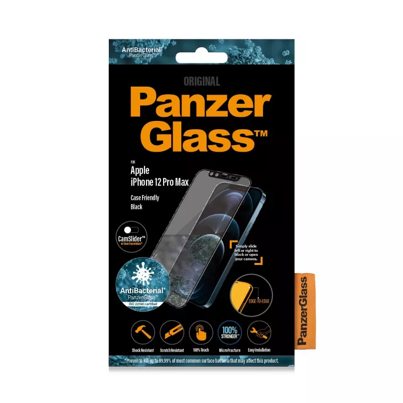 PanzerGlass ® CamSlider® Ekrano apsauginis stiklas iPhone 12 Pro Max | nuo krašto iki krašto
