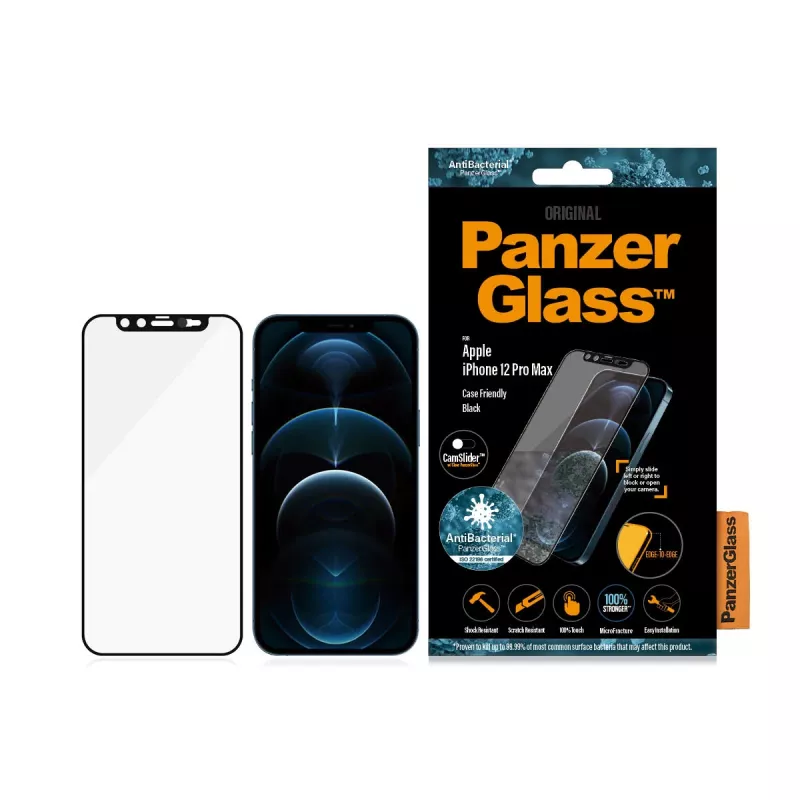 PanzerGlass ® CamSlider® Ekrano apsauginis stiklas iPhone 12 Pro Max | nuo krašto iki krašto