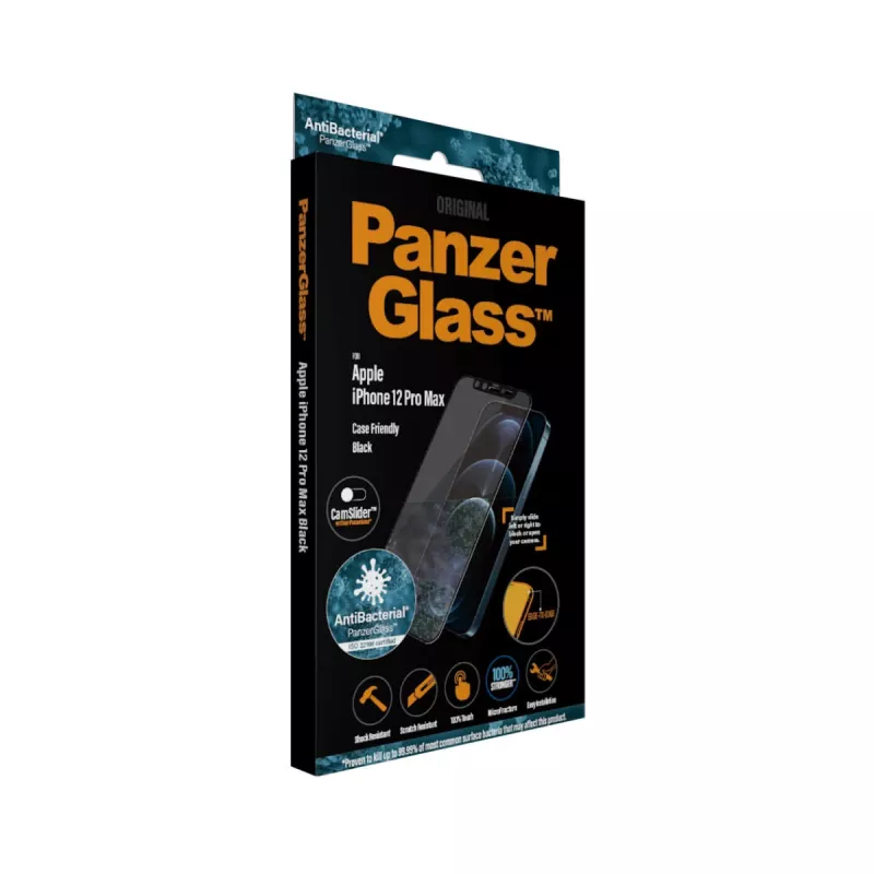 PanzerGlass ® CamSlider® Ekrano apsauginis stiklas iPhone 12 Pro Max | nuo krašto iki krašto