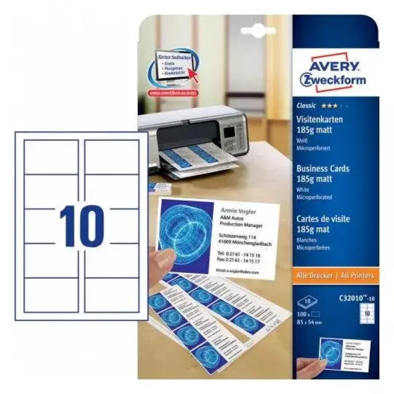 Vizitinės kortelės Avery C32010-10