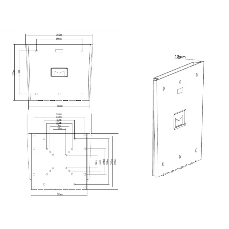Multibrackets M VESA Wallmount III juodas 75 100 200x100 200x200 30kg