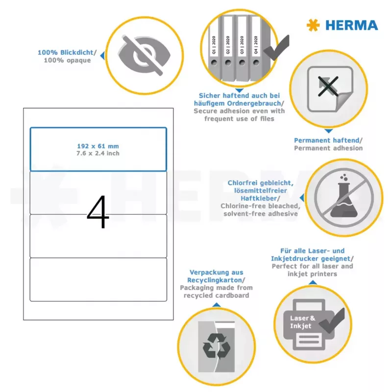 HERMA 8621 etiketės failų nugarėlėms A4 192x61 mm 40 vnt.