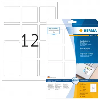 Nuimamos etiketės HERMA 10109 A4 60x60 mm baltos kvadratinės