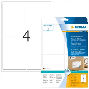 Perklijuojamos adresų etiketės HERMA 100 vnt A4 99,1x139 mm
