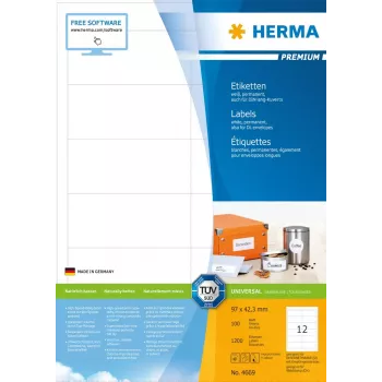 Lipnūs etikečių lapai HERMA Labels Premium A4 97x42,3 mm