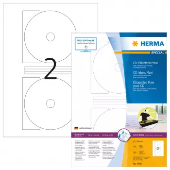 Lipnių etikečių rinkinys HERMA CD etiketės Maxi A4 Ø 116 mm