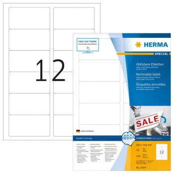 Nuimamos etiketės HERMA A4 88,9x46,6 mm baltos Movables 1200 vnt.