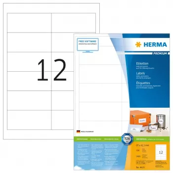 Etiketės HERMA Premium A4 97x42,3 mm balto matinio popieriaus 2400 vnt.