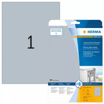 HERMA 4224 etikečių lapai A4 sidabriniai matiniai 210x297 mm