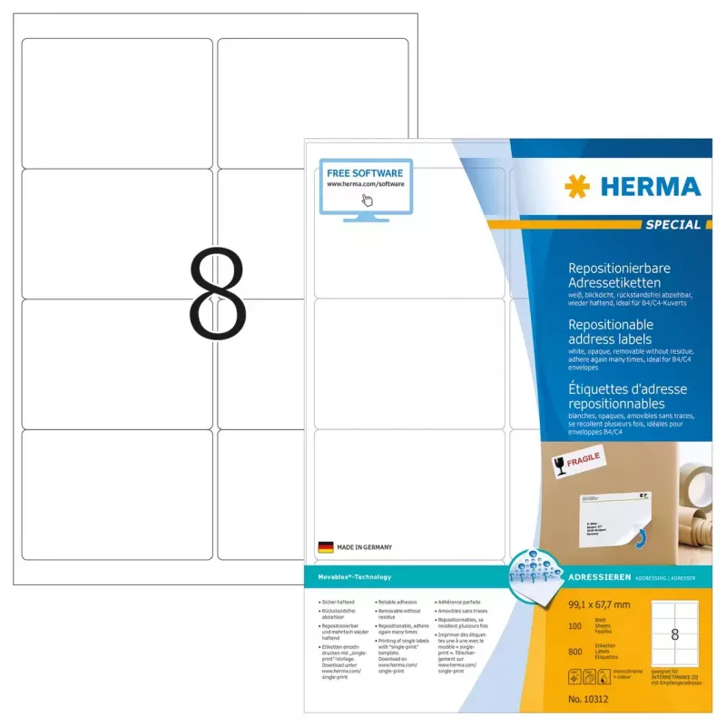 Perklijuojamos adresų etiketės HERMA 10312
