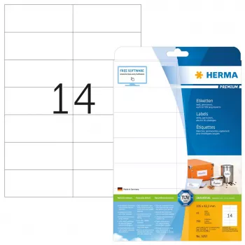 Lipnūs etikečių lapai HERMA Premium A4 105x42,3 mm 350 vnt.