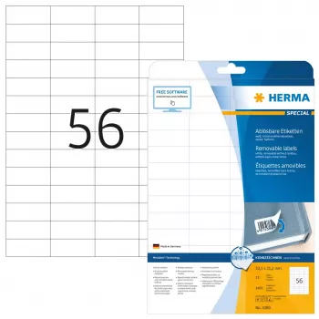 HERMA A4 nuimami lipdukai 52,5x21,2 mm balti 1400 vnt.