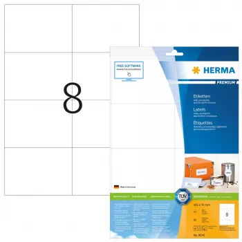 Lipni etiketė HERMA 8645 stačiakampė balta, 105×74 mm, 80 vnt.