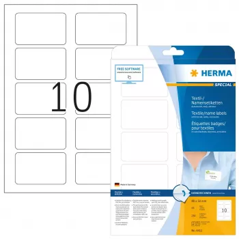 Lipnios etiketės tekstilei HERMA Name 80x50 mm, A4, 250 vnt.