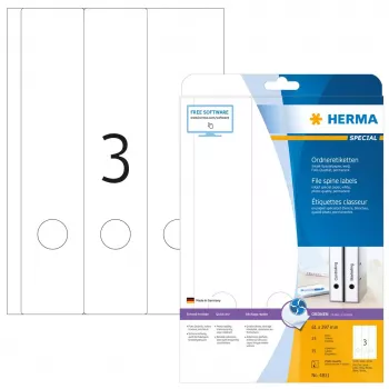 Lipnūs etikečių lapai HERMA Inkjet bylų etiketės A4 61x297 mm