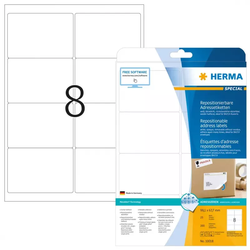 Perkraustomi adresų lipdukai HERMA 10018