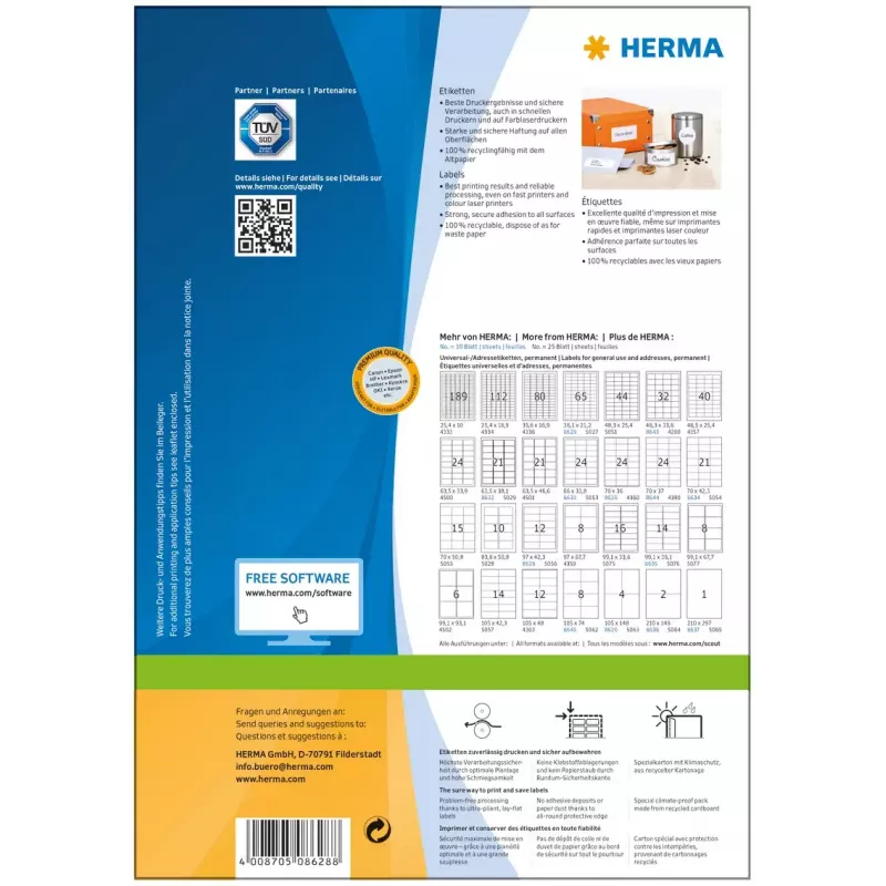 Lipni etiketė spausdintuvui HERMA Labels Premium A4 97x42,3 mm