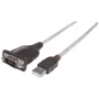 Manhattan USB-A į Serial Converter laidas, 45 cm, Vyriškas į Vyrišką, Serial/RS232/COM/DB9, FTDI FT232RL Lustas, suderinamas su Windows 11 (ir ankstesnėmis OS), Juodas/Sidabrinis laidas, Trejų metų garantija, atitinka ICUSB2321F