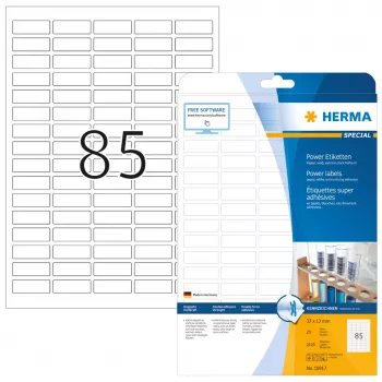 Lipnūs etikečių lapai HERMA A4 37x13 mm balti itin tvirtas sukibimas 2125 vnt.