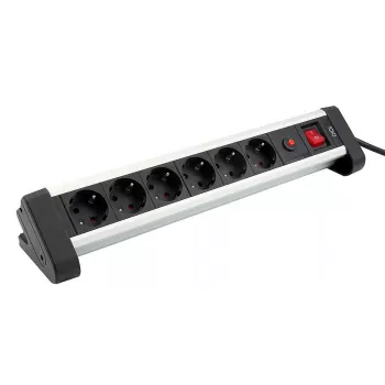 Ilgintuvas Olympia SL 2625 S 1,5 m, 6 kištukinių lizdų, juodas/sidabrinis