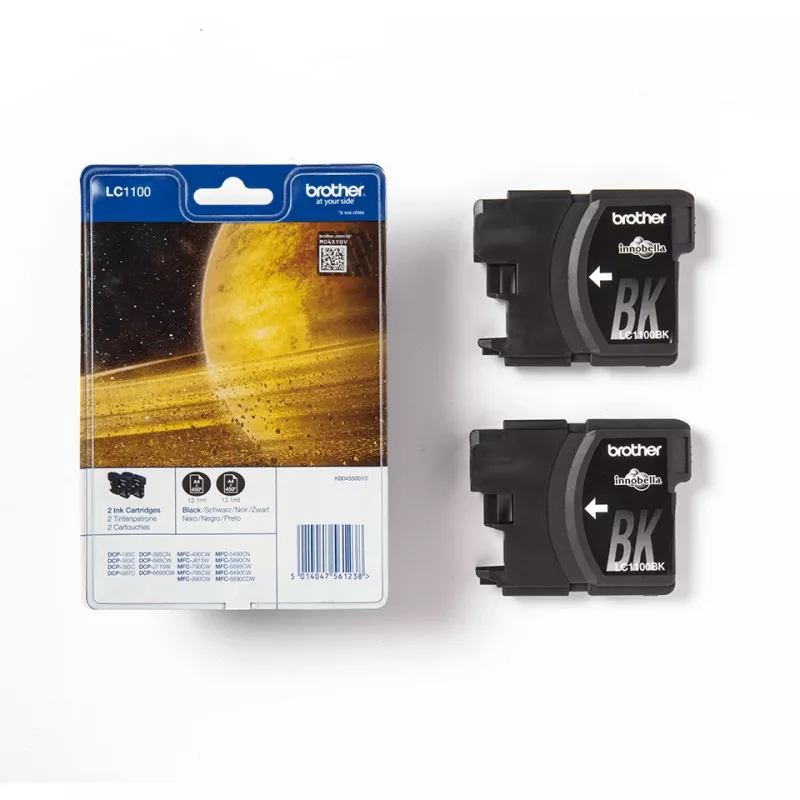 Kasetė Brother LC1100BKBP2DR originali juoda 2 vnt.