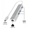 LevelOne USB-C tinklo adapteris su USB šakotuvu, Gigabit Ethernet, 1000 Mbit/s, sidabrinis