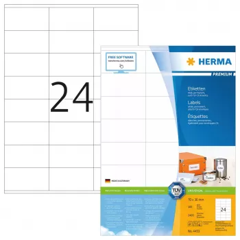 Lipnūs etikečių lapai HERMA Labels Premium A4 70x36 mm