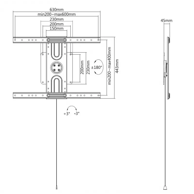Equip 650331 Universalus Sukamasis Sieninis Laikiklis 37-80 colių, 50 kg