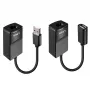 Lindy 60m USB 1.1 Cat.6 Extender Basic – tinklo siųstuvas ir imtuvas, 60 m, 12 Mbit/s, Cat5e, Cat6, juoda, plastikas