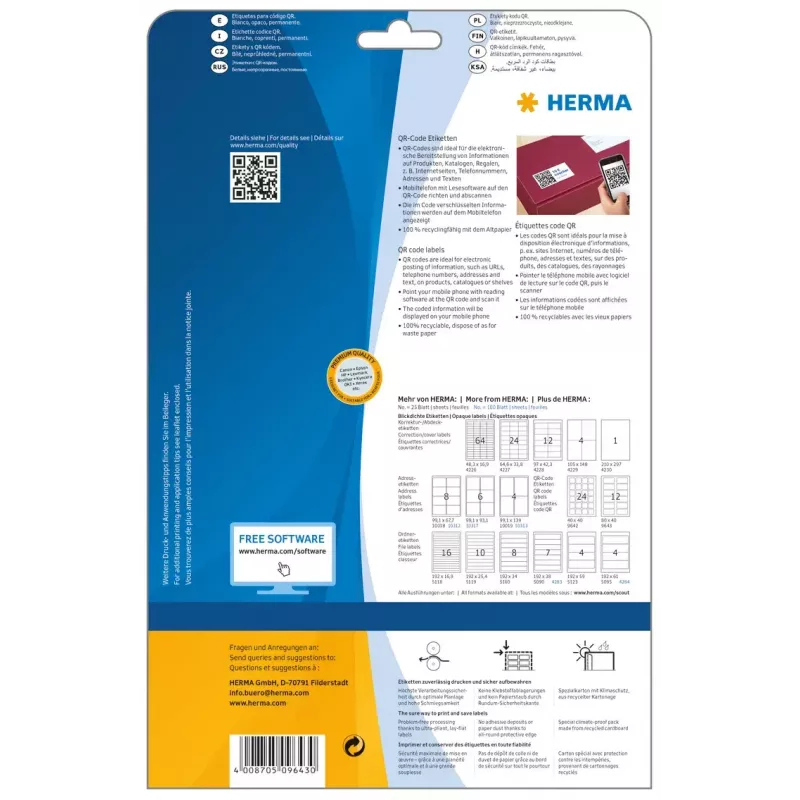 Lipnių etikečių rinkinys HERMA QR kodų etiketės 9643