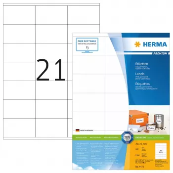 Lipnūs etikečių lapai HERMA Labels Premium A4 70x41 mm 2100 vnt.