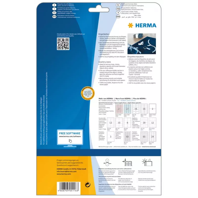 Lipnios etiketės spausdintuvui HERMA 5116 A4 49x10 mm 1500 vnt.
