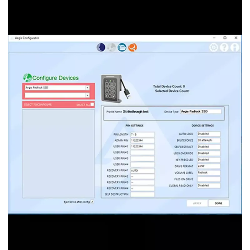 USB Hub ir konfigūravimo įrankis Apricorn Aegis Configurator AP-CONFIG-KIT-EMEA