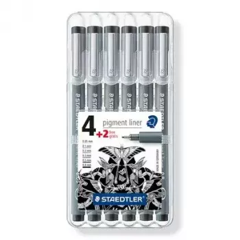 Finelineris Staedtler 308 SB6P juodas 6 vnt