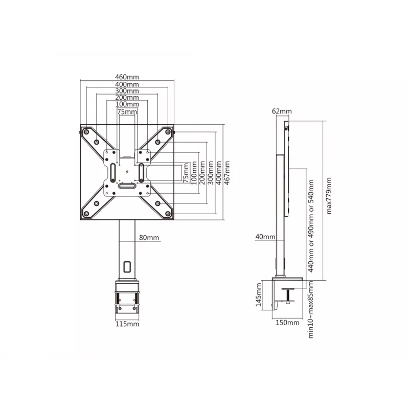 Multibrackets M Deskmount XL Black stalinis laikiklis dideliems ekranams