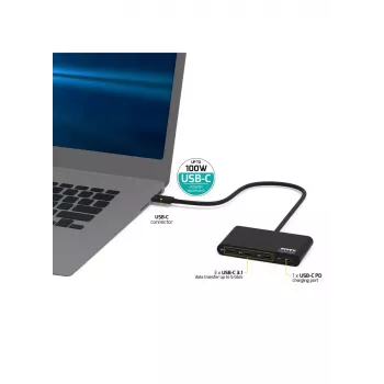 USB šakotuvas Port Designs 900147 USB Type-C 5000 Mbit/s Juodas