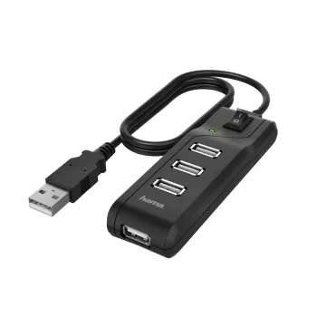 Hama 00200118 USB 2.0 mazgas 3 prievadai 480 Mbit/s juodas