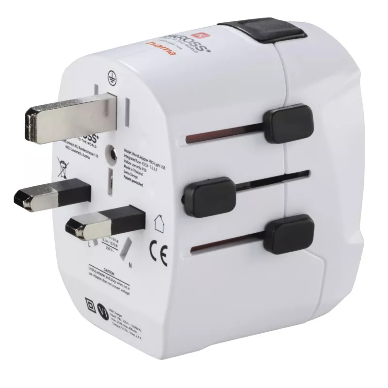 Hama World Travel Pro Light USB universalus kištukinis adapteris Baltas