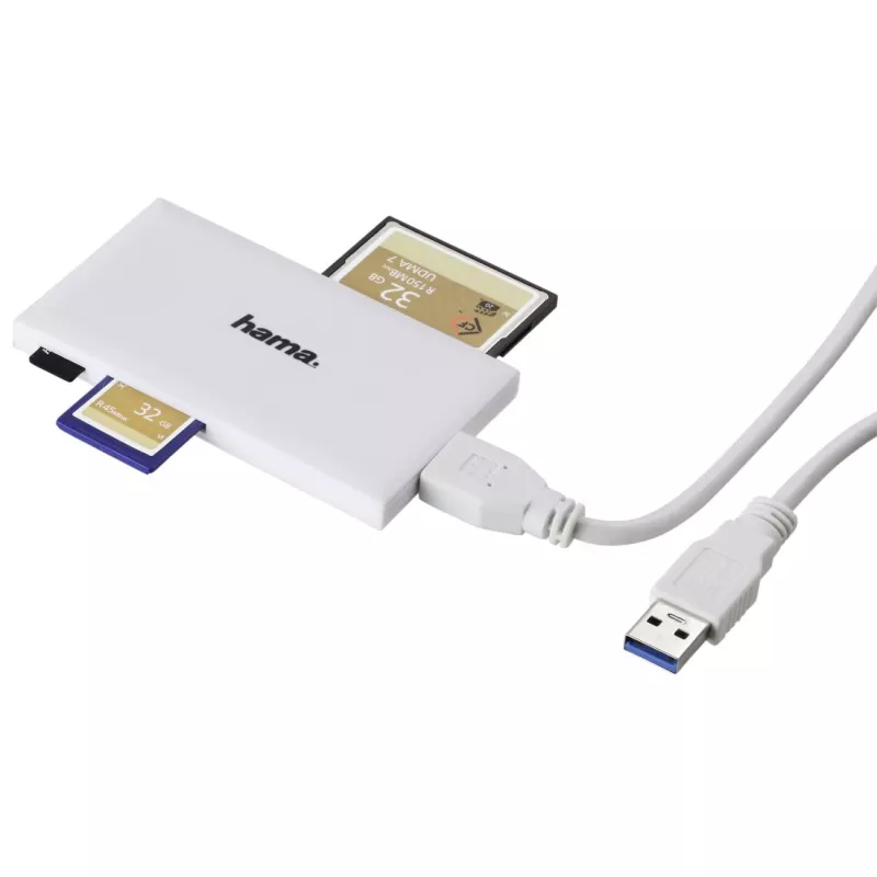Hama USB 3.0 kortelių skaitytuvas, SD/microSD/CF/MS, baltas