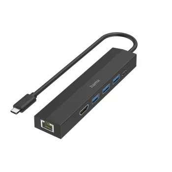 Hama 00200144 USB-C 6-uostų šakotuvas USB 3.2 Gen 1, 5000 Mbit/s, juodas