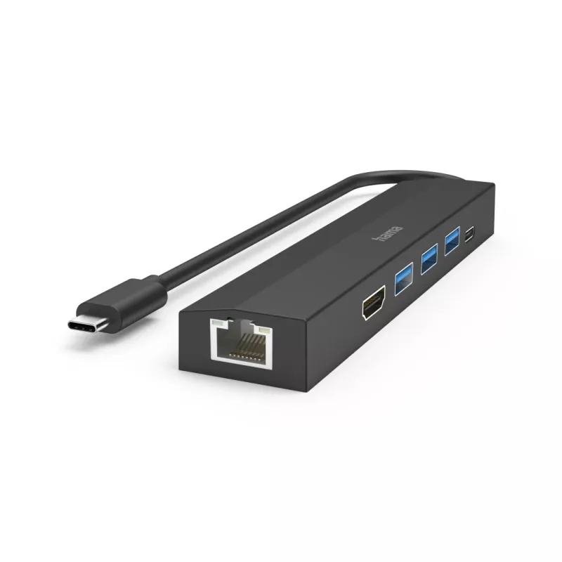 Hama 00200144 USB-C 6-uostų šakotuvas USB 3.2 Gen 1, 5000 Mbit/s, juodas