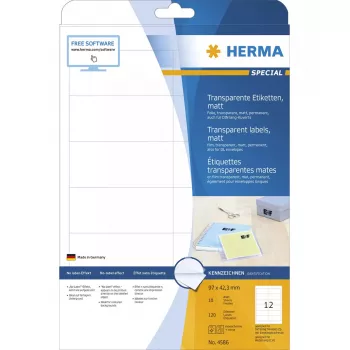 Lipni etiketė HERMA 4586 Užapvalintas stačiakampis Skaidri