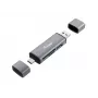 „Equip“ kortelių skaitytuvas su USB 3.0 šakotuvu, OTG, MicroSD, SD, pilka