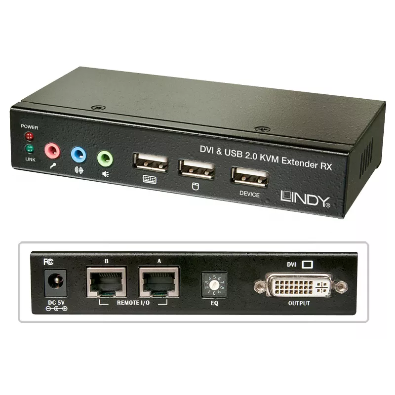 Lindy 39377 Cat.5 KVM Extender Classic, DVI, USB, iki 50 m