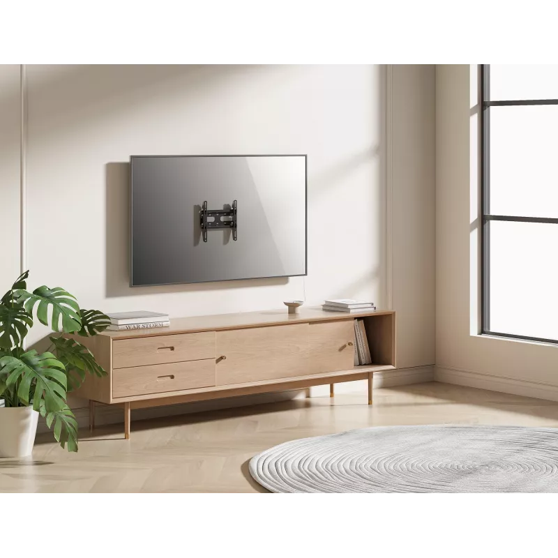 Manhattan fiksuotas itin plonas sieninis laikiklis televizoriams ir monitoriams, 23–42 col., VESA 75x75–200x200 mm, iki 45 kg, juodas